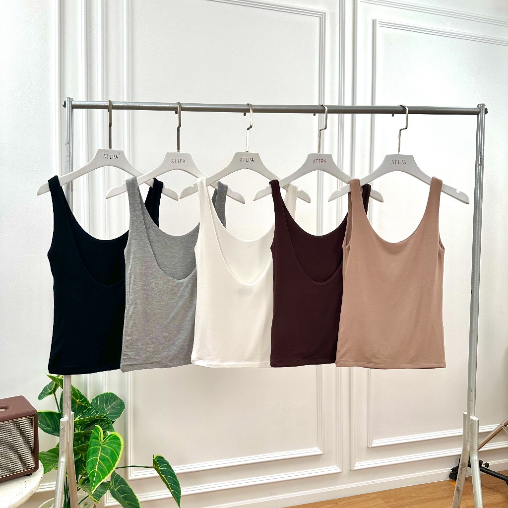 Atipashop - KENNO TANK TOP เสื้อกล้าม แขนกุด เว้าหลัง