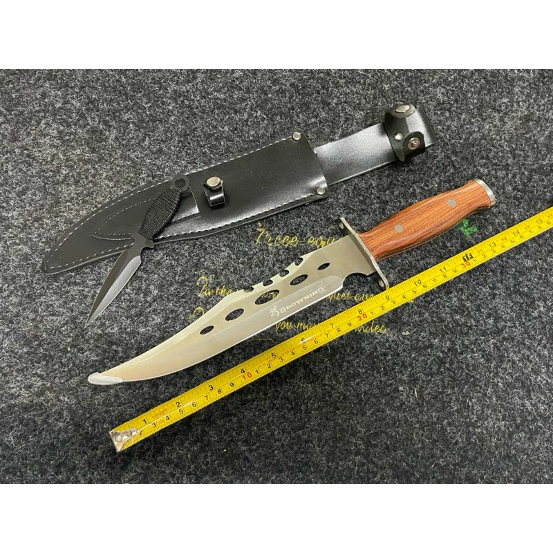 มีดเดินป่า BROWNING A-16 35 ซม. ด้ามไม้ใบสแตนเลสพร้อมซองหนัง thumbnail 4