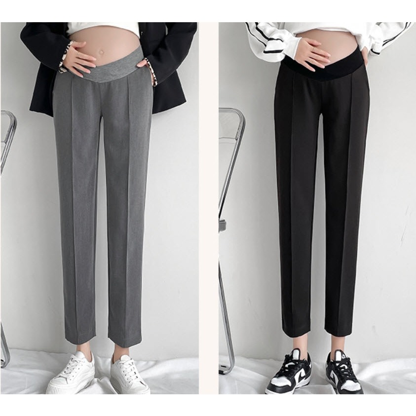 กางเกงทำงานคนท้อง เอวต่ำ ใส่ใต้ท้อง ผ้าไม่ต้องรีด