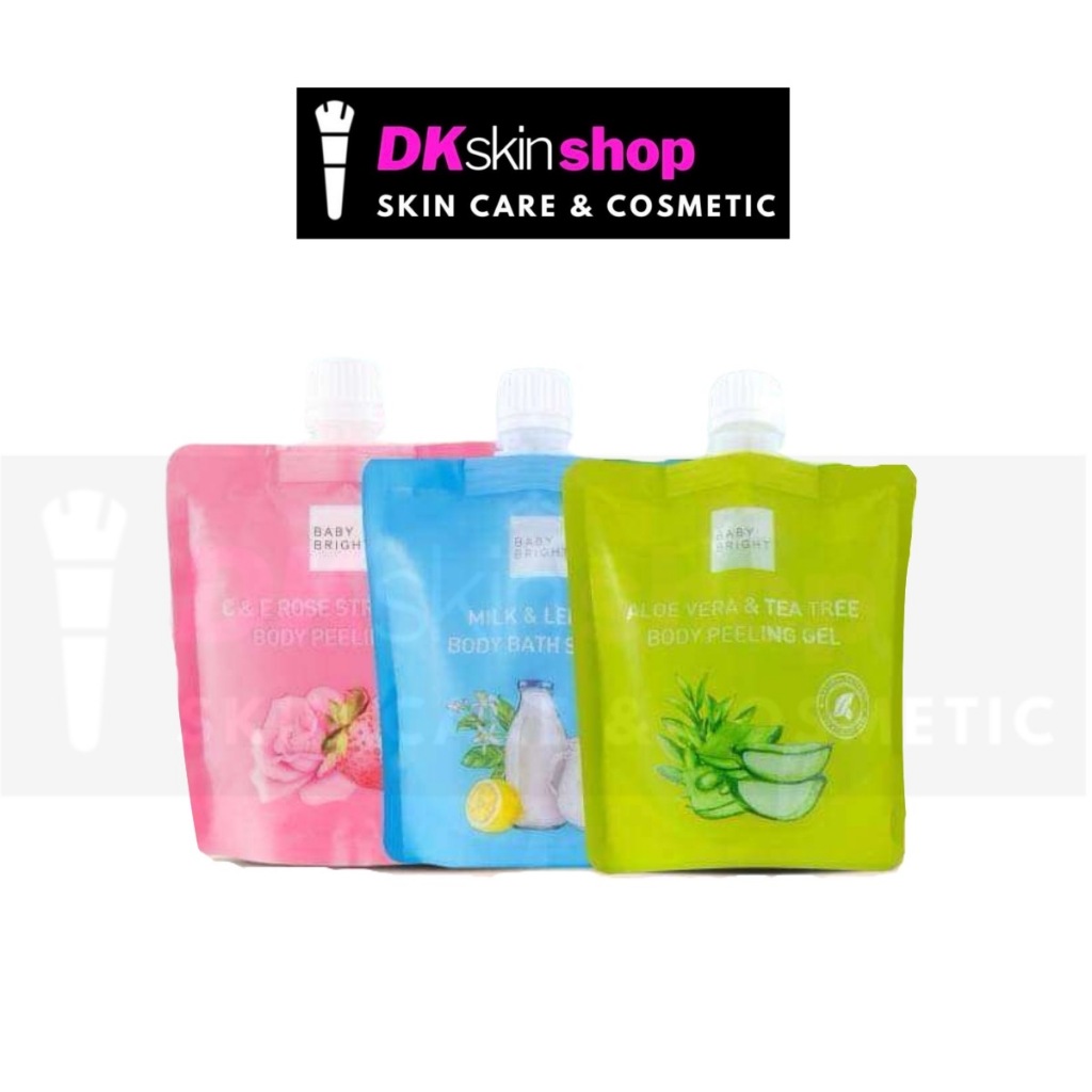 เบบี้ไบร์ท เจลขัดผิว พีลลิ่งเจล สครับ (3 สูตร) Baby Bright Aloe Vera & Tea Tree/Milk & Lemon /C&E Rose Strawberry 200/25