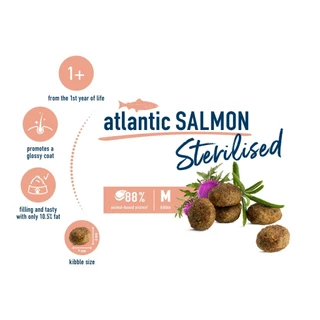 HAPPY CAT Supreme Sterilised Atlantik Lachs อาหารแมวโตทำหมัน ควบคุมน้ำหนัก สูตรเนื้อสัตว์ปีกและปลาแซลมอน 10 Kg