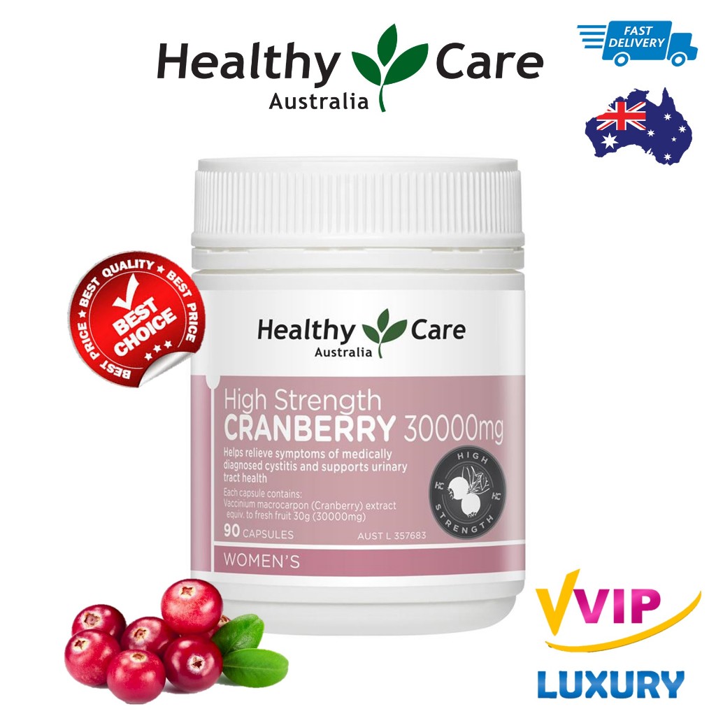 exp.12/2027 แครนเบอร์รี Healthy Care High Strength Cranberry 30000mg 90 Capsules