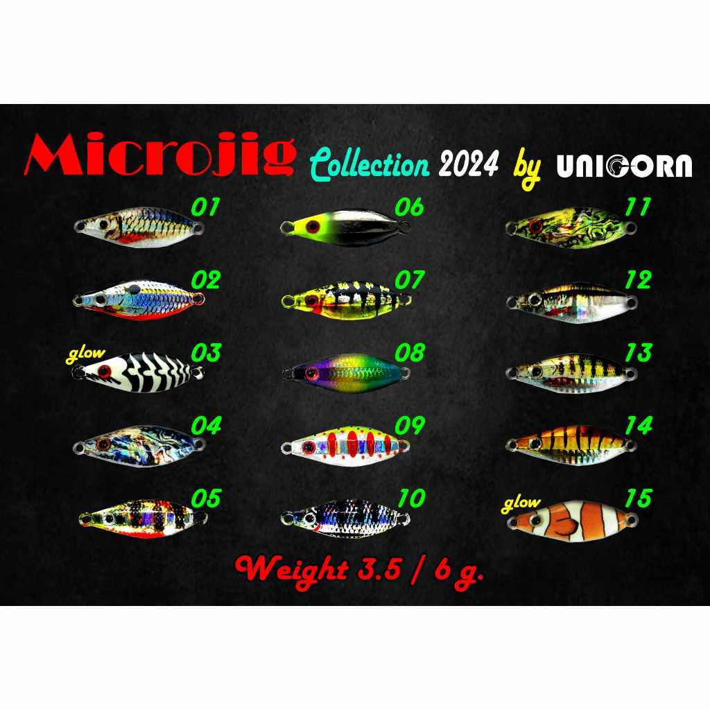UNICORN Micro Jig 3.5g/6g เหยื่อตกปลา ไมโครจิ๊ก พร้อมเบ็ด Single Hook ตกปลากะพง ปลาทะเล Light Rock Fishing Lure