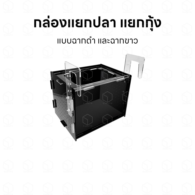 กล่องอะคริลิคฉากหลังดำและฉากหลังขาว สำหรับโชว์ปลา โชว์กุ้ง หรือแยกปลา แยกกุ้ง แบบแขวนกับขอบตู้