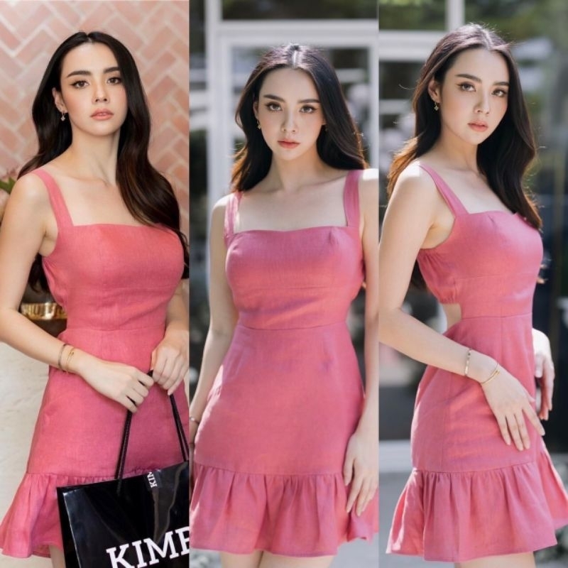 (Used like new) Kimber Short Linen Dress สีชมพู
