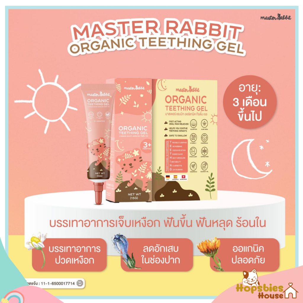 Master Rabbit Teething มาสเตอร์แรบบิท เจลแก้ปวดเหงือก ฟันขึ้น แผลในปาก ร้อนใน สำหรับเด็ก