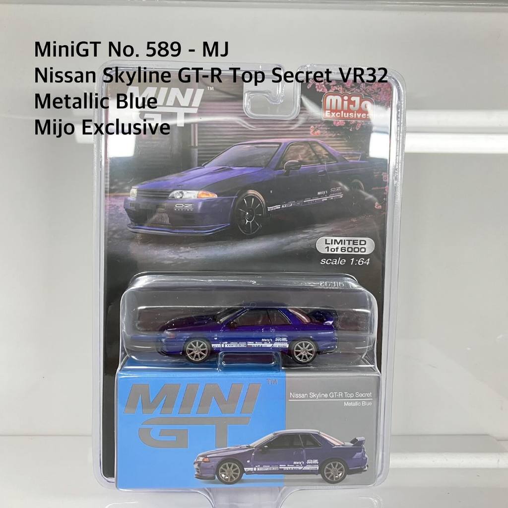 Mini GT  No.589-MJ  Nissan Skyline GT-R Top Secret VR32 Metallic Blue  Mijo Exclusive/ blister packa