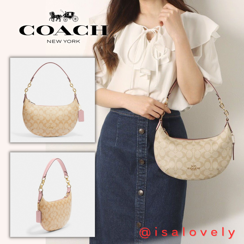 📌Isa Lovely Shop📌  COACH CE620 PAYTON HOBO IN SIGNATURE CANVAS  COLOR: M/LT KHAKI/POWDER PINK