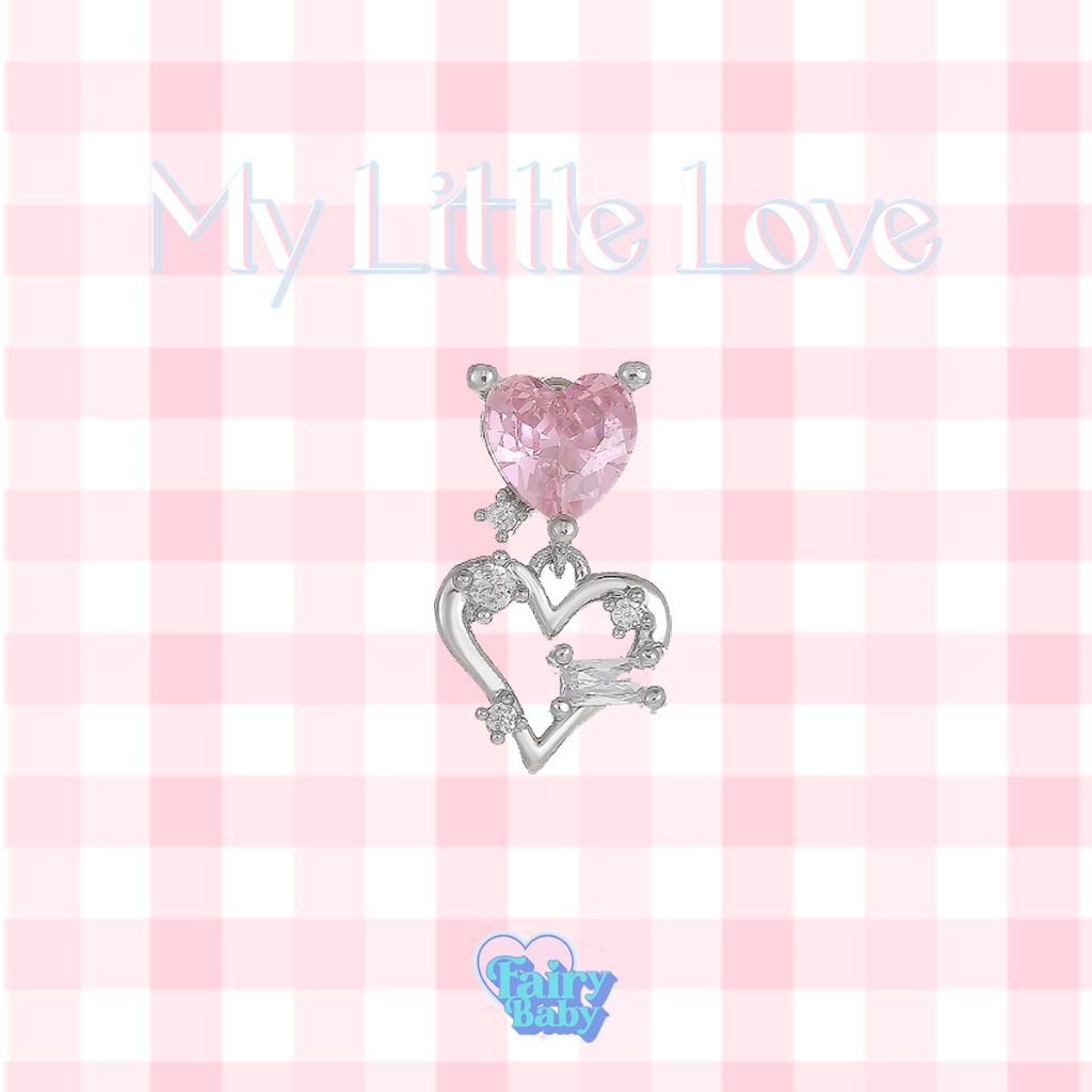 Fairybaby จิว My Little Love (1ชิ้น) จิวหู หัวใจ สีชมพู ตุ้งติ้ง จิวต่างหู ตุ้มหู เครื่องประดับ แฟชั่น จิว (J1-099)