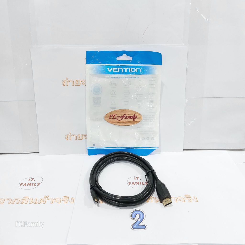 สายแปลงสัญญาณภาพจาก Micro HDMI to HDMI ความยาว 2 เมตร (VAA-D03-B200) Vention (ออกใบกำกับภาษีได้)