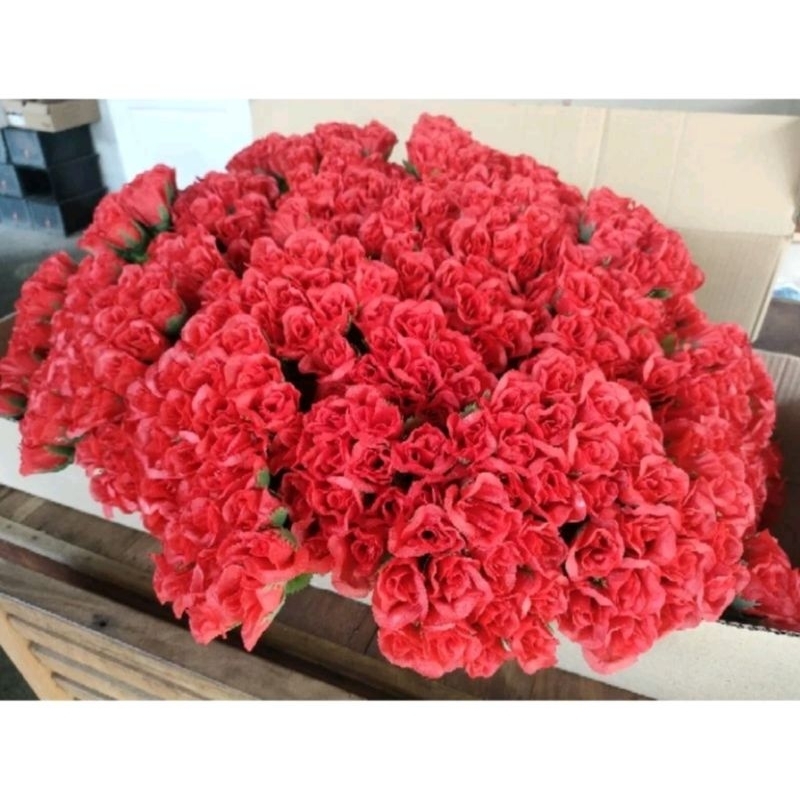 ดอกกุหลาบผ้าวันวาเลนไทน์ กุหลาบท้าวเวสสุวรรณ กุหลาบปัจฉิม 12 ดอก/1โหล