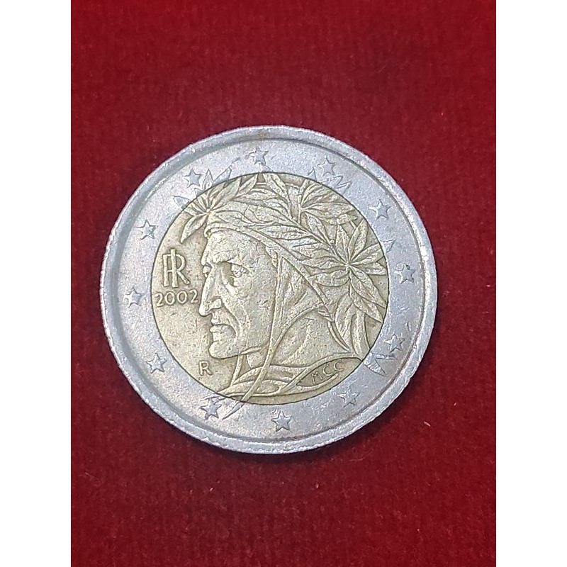 เหรียญ 2 ยูโร ประเทศอิตาลี ปี 2002 สภาพผ่านใช้ รับประกันแท้ 💯