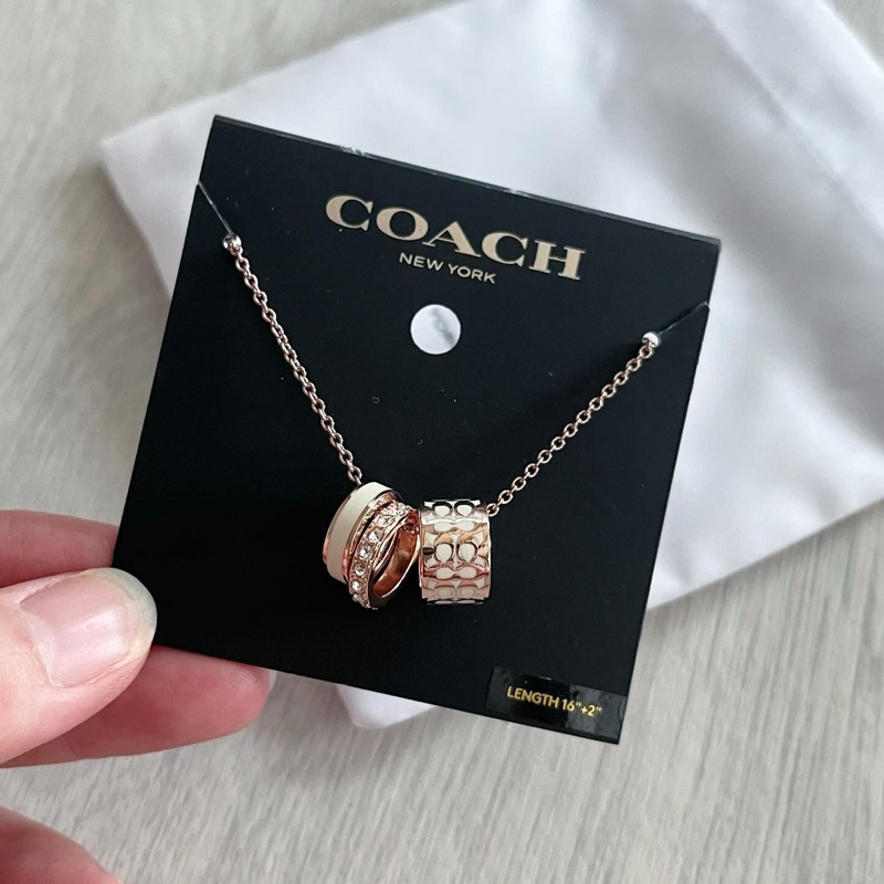 Coach Signature Enamel Rondell Necklace สร้อยคอ ปรับระดับได้