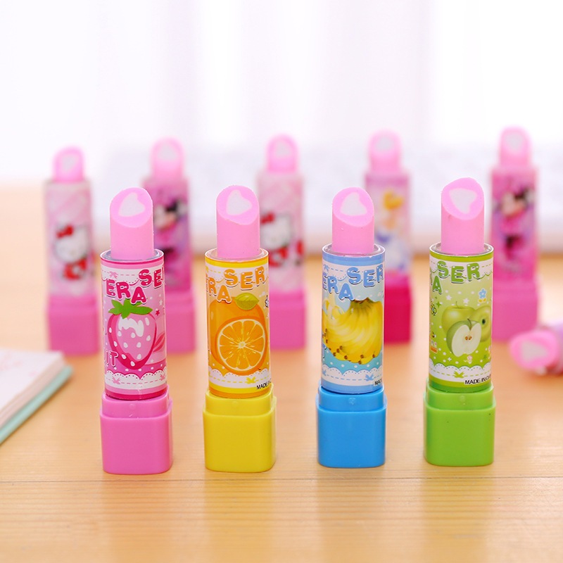 ยางลบลิปสติ๊กแท่ง พร้อมส่ง ลายการ์ตูน คละสีคละลาย ยางลบดินสอ /ERA-026