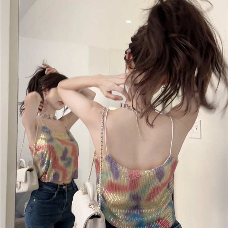 🧸💦𝑩𝒓𝒂𝑩𝒓𝒂𝑩𝒓𝒂⛱️🧸 #f-160 *โอกาสสุดท้าย* เสื้อ ครอปท็อป แขนกุด แต่งไล่โทนสี แฟชั่นสไตล์ เกาหลี - รูปที่ 4