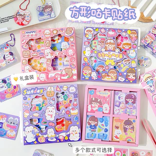 [100ชิ้น] สติ๊กเกอร์ 96-100 แผ่น/กล่อง สติกเกอร์ ไดคัท pvc กันน้ำ ลายน่ารัก ไม่ซ้ำ diy ตกแต่ง ไดอารี่ เครื่องเขียน E-tax