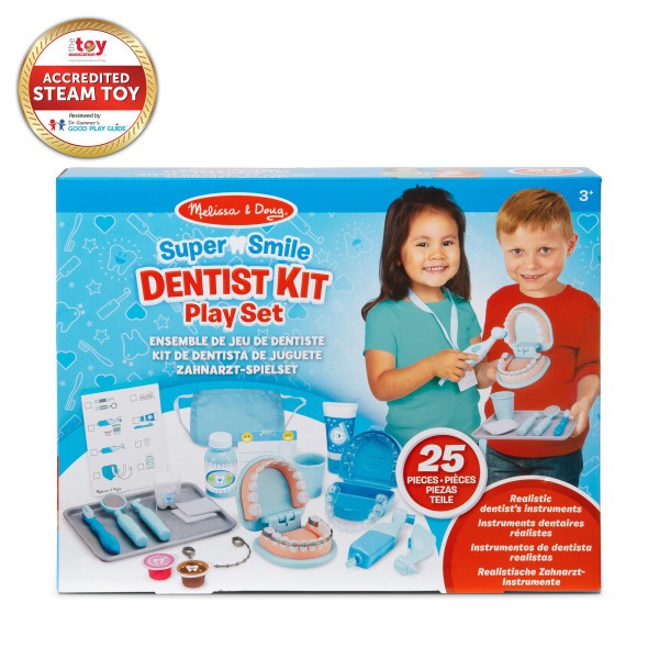 [25 ชิ้น] รุ่น 8611 ของเล่นหมอฟัน เครื่องมือทำฟัน ทันตแพทย์ ชุดหมอ อุดฟัน จัดฟัน ขัดฟัน ฟันปลอม Melissa &amp; Doug Dentist