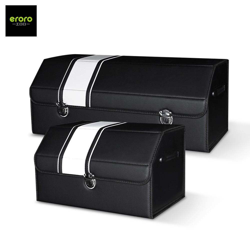 ERORO กล่องเก็บของหนัง PU กันน้ำ ใส่ของได้เยอะ กล่องจัดระเบียบท้ายรถยนต์