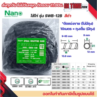 (แบ่งขาย) nano ไส้ไก่ พันสายไฟ เก็บสาย จัดสาย ขนาด 6mm.ถึง 24mm. มีทุกขนาด spiral wrapping band