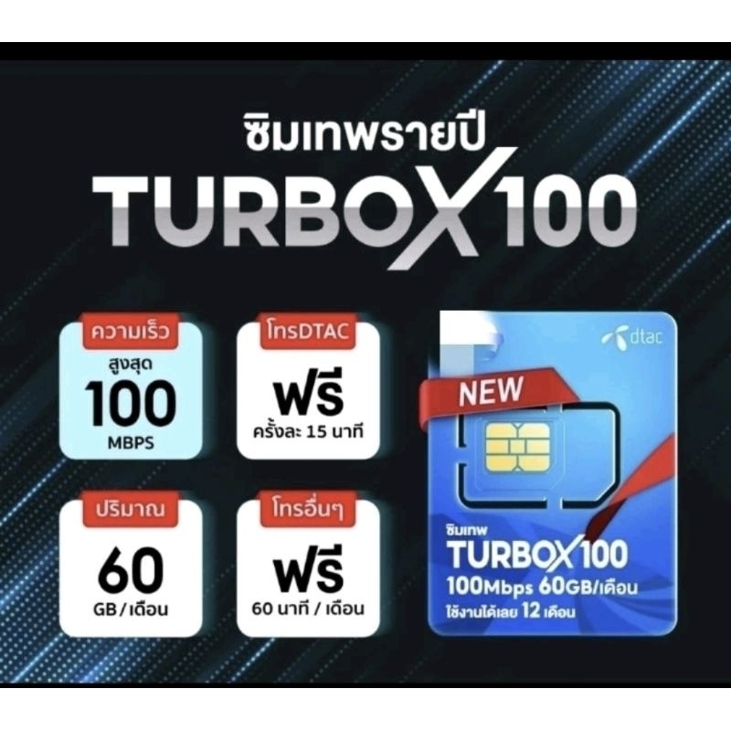[510บมีคูปอง30%อัติโนมัติ] ซิมเทพ Dtac TurboX100 ซิมเน็ตรายปี dtac simnet turbo x 100 part2