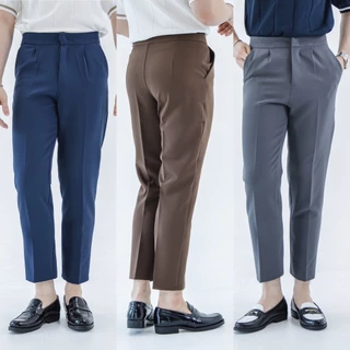 [กางเกงขายดี] BARON COMMON Pants สแล็คขายาวกระบอกเล็ก ขาเต่อ เอวสูง สไตล์เกาหลี