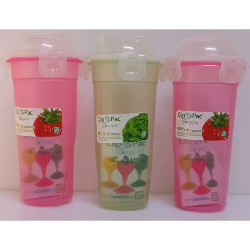 Clip pac กระบอกน้ำมีฝาล็อค มีตะแกรง กระบอกน้ำclip pac พร้อมตะแกรงกรองกาก 3 ใบ 100 บาท