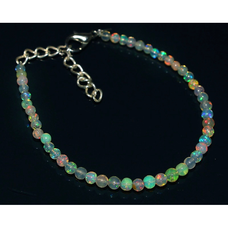 Ethiopian Opal3-5 mm  Beaded Dainty Bracelet|AAA Grade Opal Bracelet|Multi Color Fire Opal Bracelet|