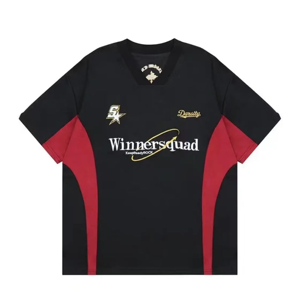 เสื้อยืดแขนสั้น ทรงหลวม สไตล์สปอร์ต สําหรับผู้ชาย High Street คอวีสไตล์