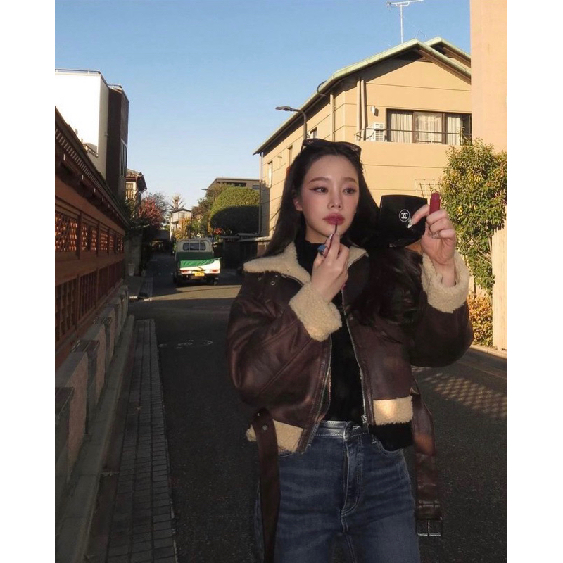 Maffy jacket (รุ่นขายดี )เสื้อแจ็คเก็ตหนังนิ่ม ด้านในบุขนแกะทั้งตัว