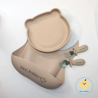 Heykiddo : จานซิลิโคนหมี จานเดี่ยวพร้อมฝาปิดสนิท เหมาะสำหรับวัยทาน BLW ขนาดกำลังพอดี