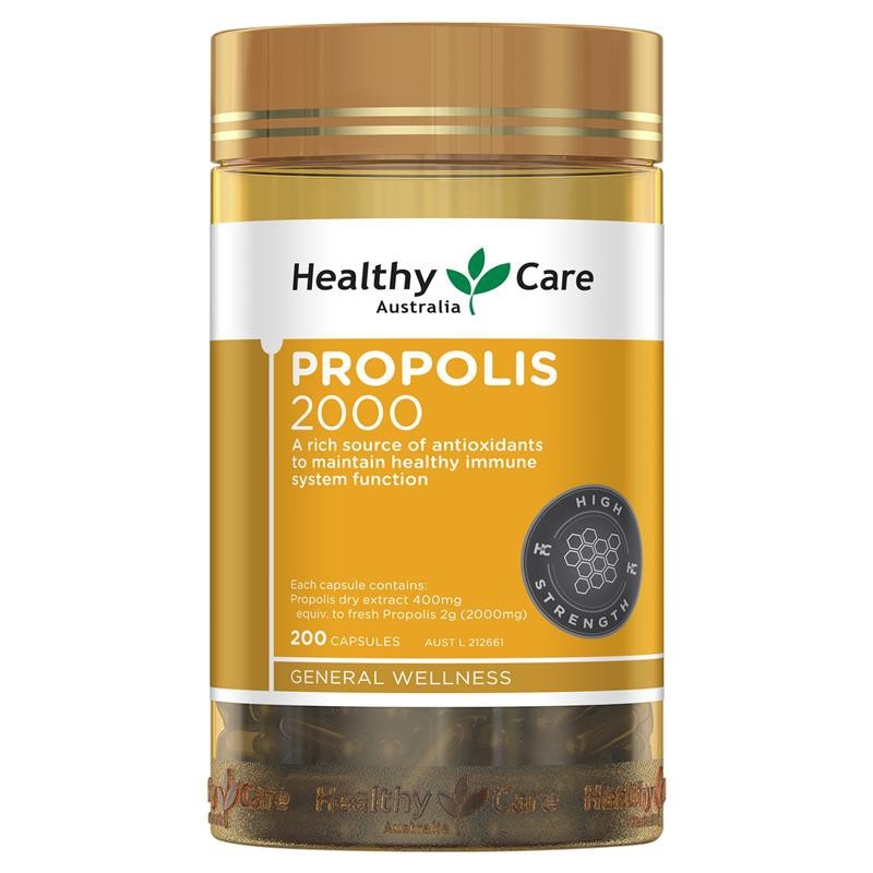 Healthy Care Propolis 2000 mg 200 Capsules พรอพโพลิส สารสกัดจากรังผึ้ง Exp 05/2026 พร้อมส่ง