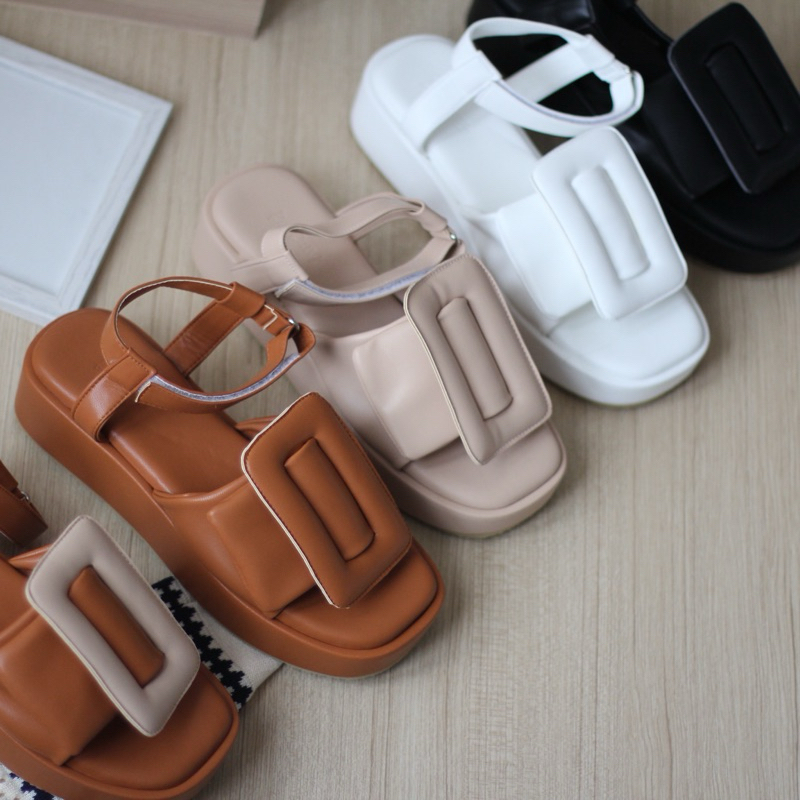 พร้อมส่งจากกทม KK225 รองเท้ารัดส้น Belt marbel 2.2 นิ้ว ส้นตึก