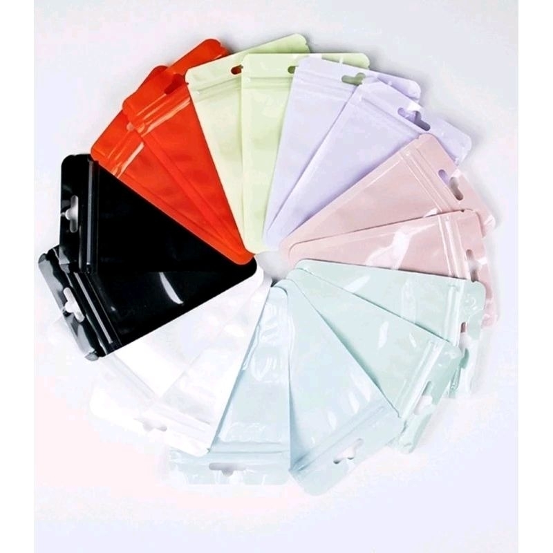 ซองซิบสีพาสเทล ถุงซิบ สีสดใส หลากสี พร้อมส่ง หน้าใส หลังสี ขนาด7.5x10 cm