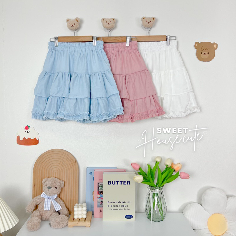 SweetHouse #067 กระโปรงระบายตุ๊กตา สีหวานสวยน่ารักมาก ผ้าดีลื่นนุ่มใส่สบาย