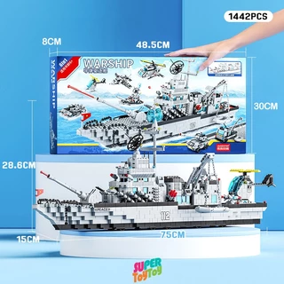 ตัวต่อเรือรบชุดใหญ่ 1442ชิ้น ของเล่นเรือ โมเดลเรือ ของเล่นเด็กโต ฝึกสมาธิ ของขวัญเด็ก