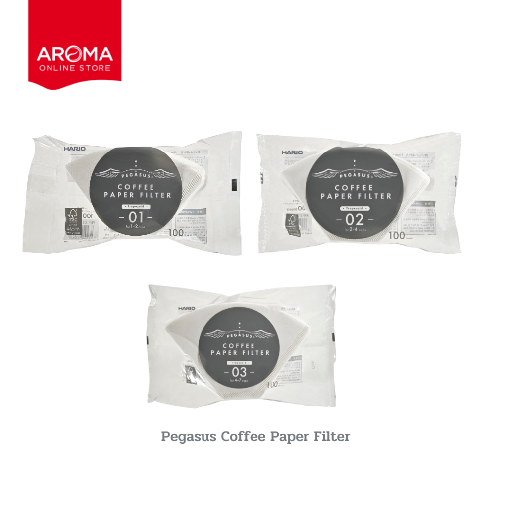 Hario กระดาษกรอง Pegasus Coffee Paper Filter  W 100 Sheets (318/PEF-01-100W) (319/PEF-02-100W) (320/PEF-03-100W)