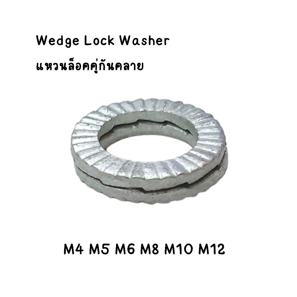 แหวนล็อคคู่กันคลาย เหล็กชุบซิงค์ Wedge Lock Washer M4-M12 (บรรจุ 1ตัว)
