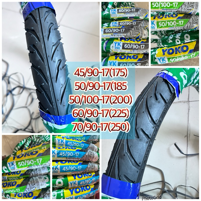 ยางนอกYoko ขอบ17 YK390 (ลายแบล้คแล้ค)เนื้อยางหนา นุ่มเกาะถนน มีครบทุกเบอร์ ของแท้แน่นอน ยางนอกมอเตอร