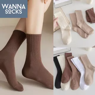 ส่งจากไทย!! ถุงเท้าแฟชั่น สไตล์ญี่ปุ่น Cozy แนวมินิมอล ข้อกลาง ผ้าฝ้าย สีพื้น ถุงเท้าผู้หญิง A36