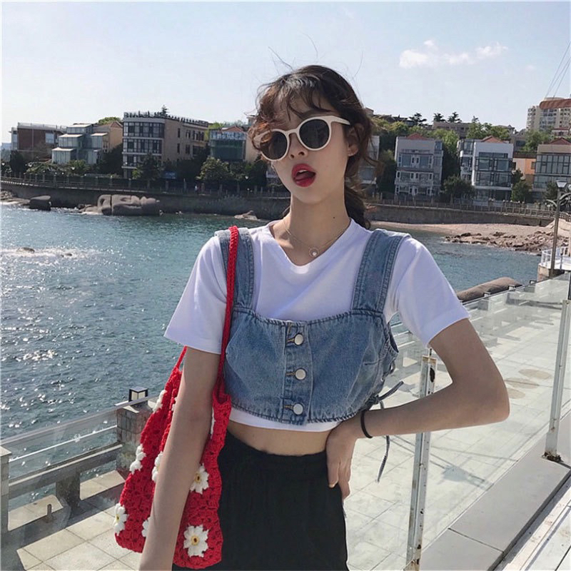 เสื้อบราเกาะอกยีนส์แฟชั่น(มีสายร้อยด้านข้าง)ได้แค่เกาะอก