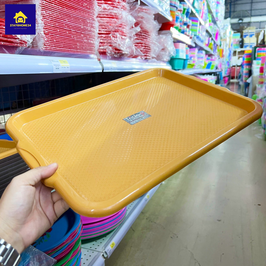 ถาดเสริฟอาหารพลาสติก Triple-p T-2411 ขนาด 24x41x2.5 ซม.