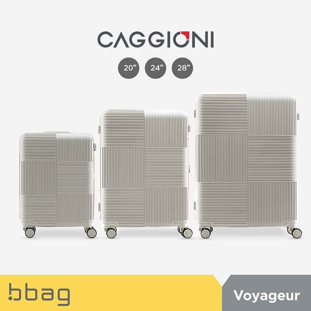 CAGGIONI กระเป๋าเดินทาง  รุ่นโวยาจเกอร์ 15082 - สีขาวควันบุหรี