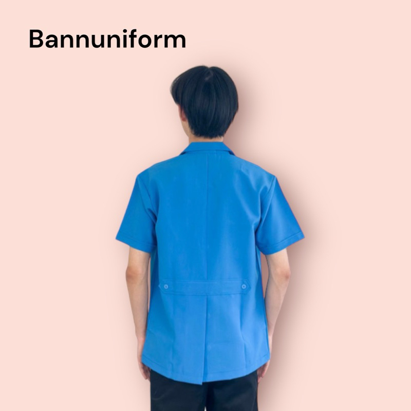 (ผ้าสเปนเด็กซ์) ชุดยุวกาชาดครูชาย เสื้อยุวกาชาดครู สีฟ้าอมเทา ถูกระเบียบ พร้อมปักโลโก้ - รูปที่ 2