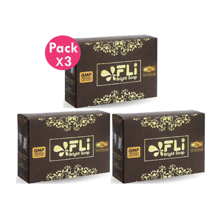 โปรโมชั่น 3 ก้อน FLI Bright Soap สบู่สมุนไพรไทย ขนาด 120 กรัม จำนวน 3 ก้อน