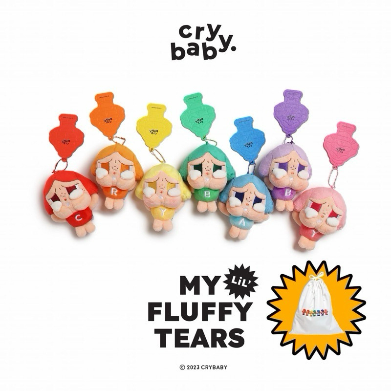 พวงกุญแจ Crybaby My Lil' Fluffy Tears❤️ - Rainbow Set ปักตัวอักษร แยกตัว พร้อมส่ง  ของแท้พร้อมส่ง กด