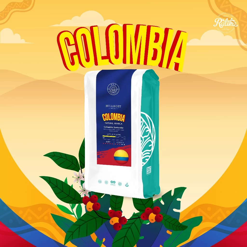 Ratika | Colombia Santander Natural Arabica Roasted 250 g เมล็ดกาแฟอราบิก้าคั่วกลาง โคลัมเบีย