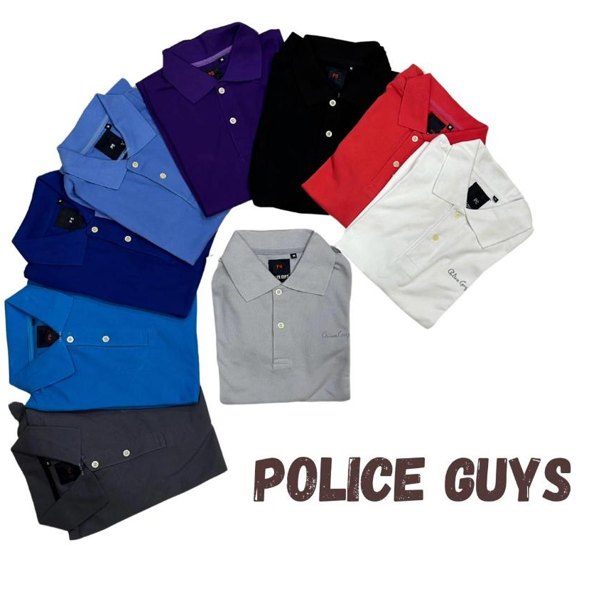 🌟POLICE GUYS🌟 POLOเสื้อยืดคอปก สองกระดุม (9สี) เสื้อโปโลผู้ชาย สีพื้น เสื้อยืดคอปก