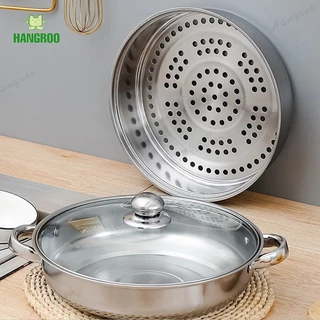 HANGROO POT-G หม้อนึ่งฝาใส 2/3ชั้น ขนาด28cm. หม้อสแตนเลส อเนกประสงค์ ใช้ได้ทุกเตา