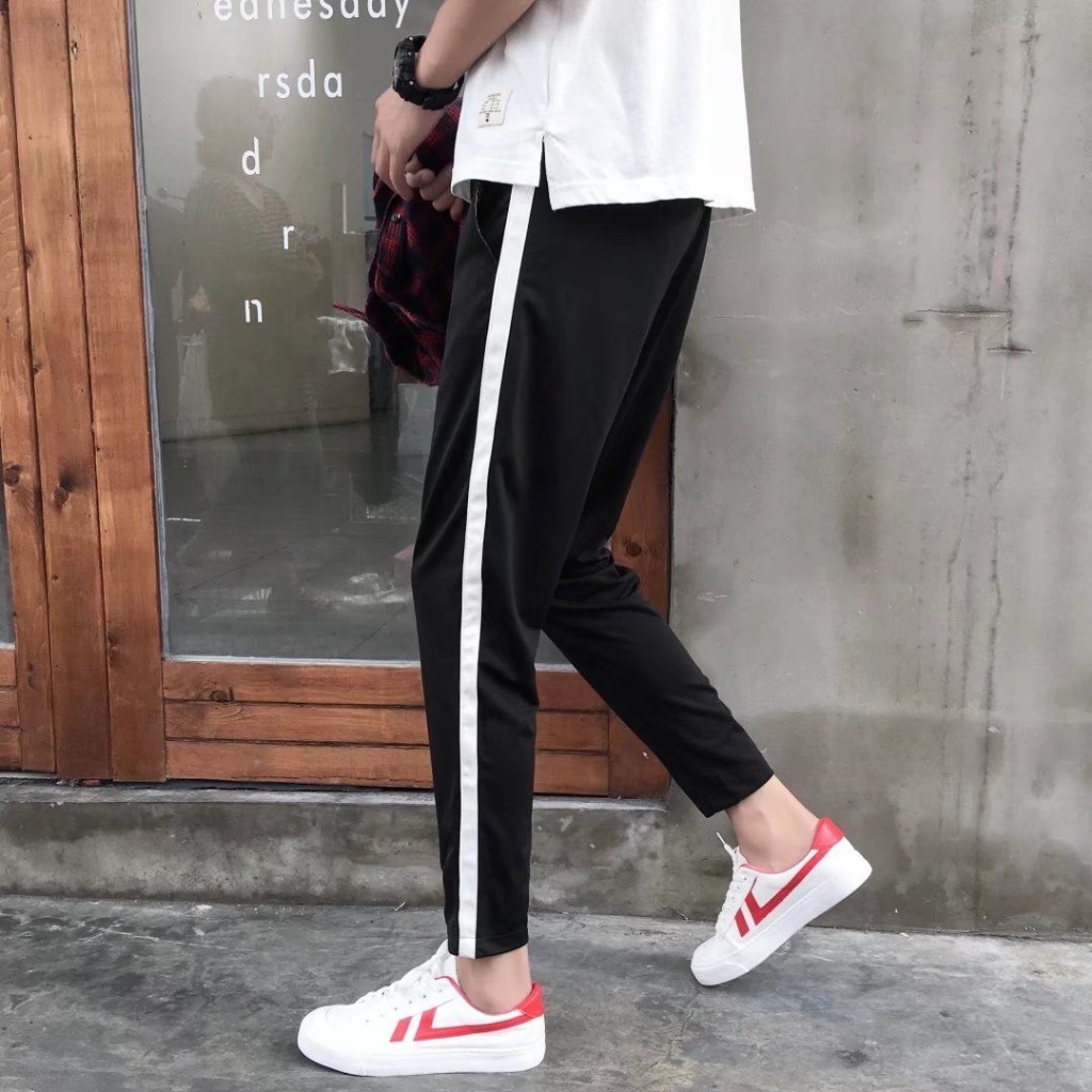 กางเกงชายลดราคา กางเกงวอร์มขายาวสีดำ มี2แบบ ขาจั้มกับขาปล่อย เอวยางยืด สินค้ามีจำนวนจำกัด พร้อมส่ง - รูปที่ 3