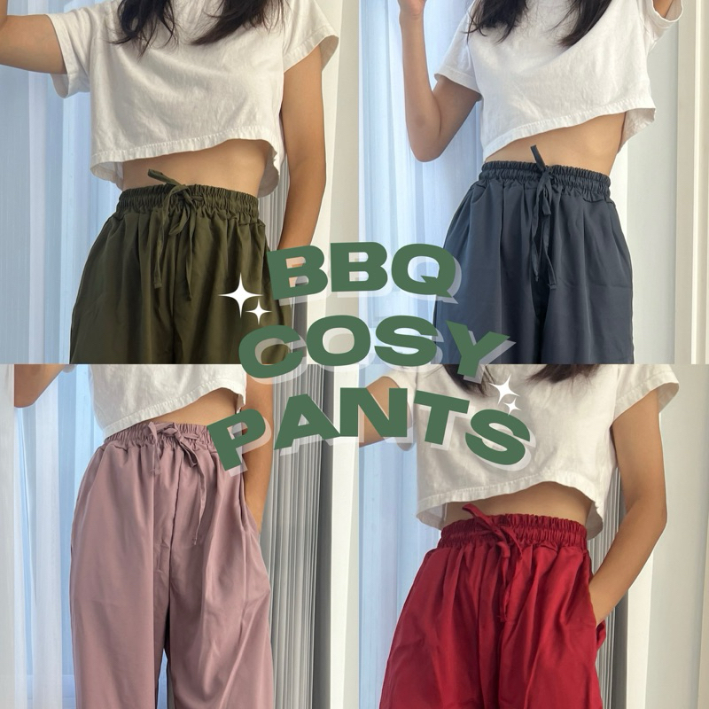 (extra com 11.5%)cosy pants* งานตัดเอง กางเกงขายาว มีสายผูก ใส่ง่าย กางเกงไปทะเล คุ่กับรองเท้า/กระเป